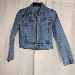 J. Galt Denim Long Sleeve Crop Top Jean Jacket (S)